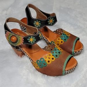 NEW L'ARTISTE Spring Jive-Cam Platform Chunky Sandals Size 37